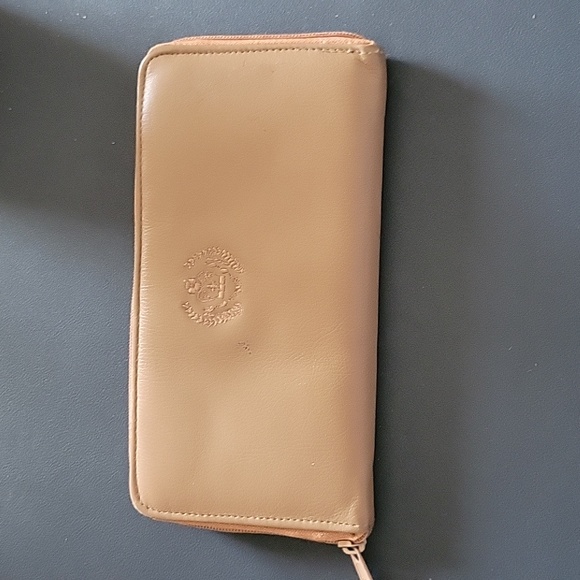 Leather Beige Wallet Crown Logo